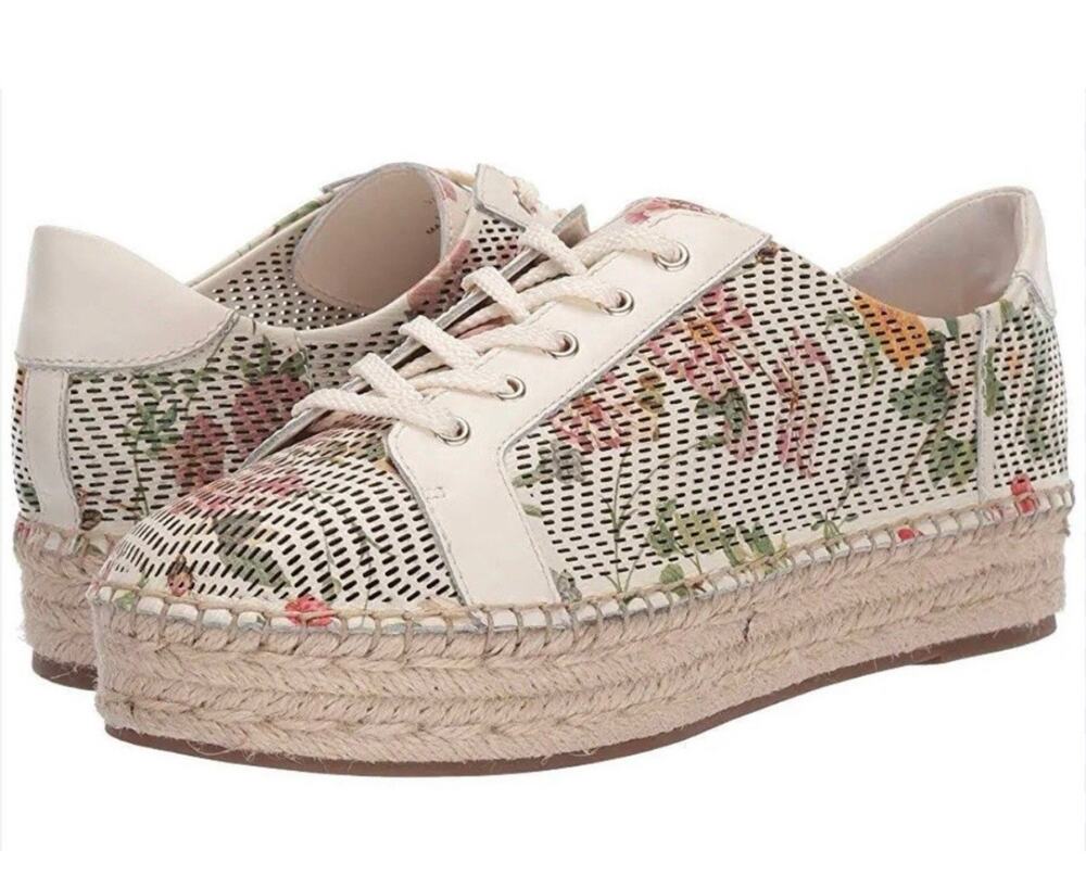 VINCE CAMUTO BOHO Joellan Floral Perforated Leather Espadrille Tennis Shoes 7.5